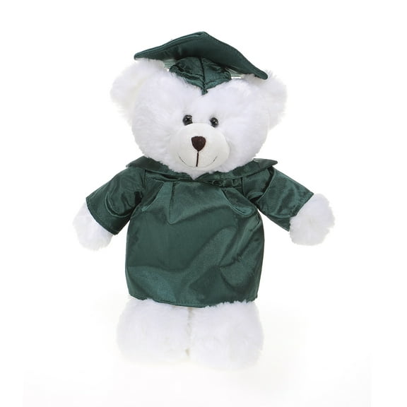 Made by Aliens Personalized White Bear Plush Stuffed Animal Toys Present Gifts for Graduation Day, Name or Your School Logo on Gown, Best for Any Grad School Kids 12 Inches