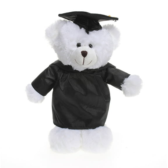 Made by Aliens Personalized White bear Stuffed Animal Plush Toy Perfect Gift for Graduation Name or Your School Logo on Gown, Best for Any Grad School Kids 12 Inches