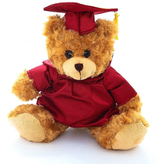 Made by Aliens Plush Stuffed Animal Toys 12 Inches Present Gifts for Graduation Day, Personalized Text, Name or Your School Logo on Gown, Best for Any Grad School Kids (Maroon Gown)