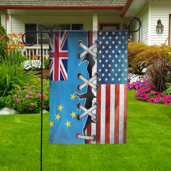 Flag Made In America With Tuvaluan Parts Tuvaluan American Friendship Root Proud House Flag (29.5x39.5) Double Sided-USA Flags Premium Polyester-Decorative Indoor Outdoor Flag