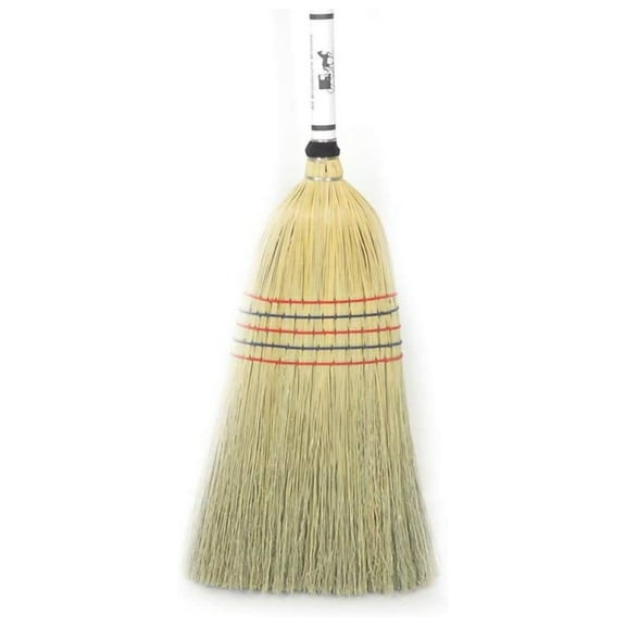 -Made Barn Broom - Large Authentic Corn Straw Broom with Hardwood Handle, Natural, 57 inches