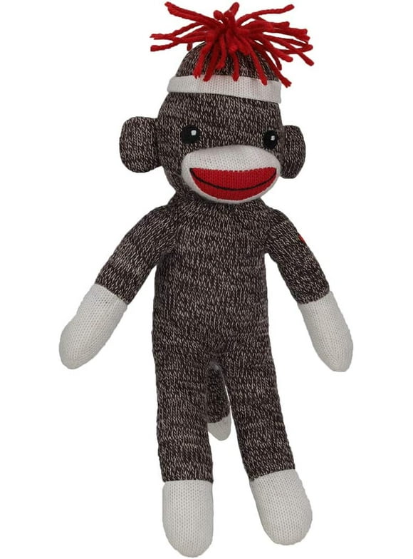 Made By Aliens Personalized Floppy Original Sock Monkey Stuffed Animal Plush Toy-Perfect Gift For Kids- Babies- Teens- Girls and Boys 8 Inches (Gray)