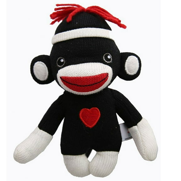 Made By Aliens Personalized Floppy Original Sock Monkey- With White Line Hat- Stuffed Animal Plush Toy -Perfect Gift for Valentine Day- Graduation Day- Birthday- 6 inches
