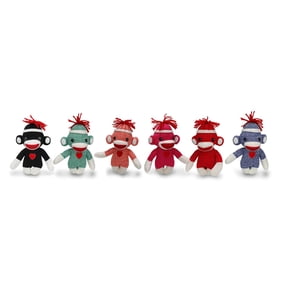 Made By Aliens Personalized Sock Monkey Keychains Assortment Stuffed Animal Plush Toy - Perfect Gift For Kids And Adults 6 Inches