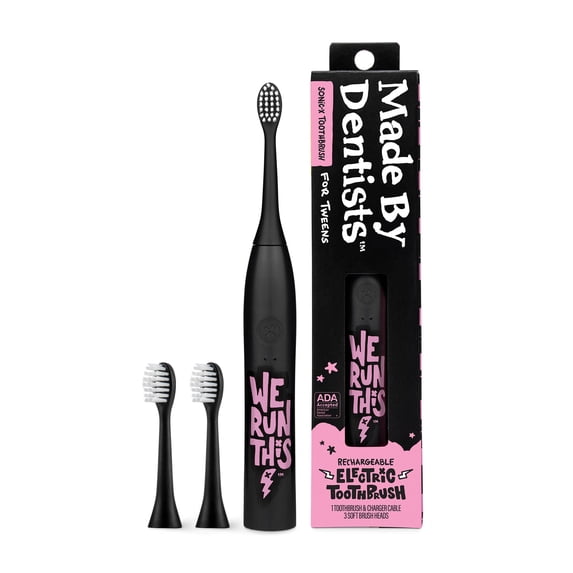 Made by Dentists Sonic X Electric Toothbrush for Kids and Tweens with 3 Brush Heads, We Run This