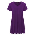 thumbnail image 1 of Made By Johnny MBJ WT1057 Womens V Neck Short Sleeve Pleats Tunic Top S Dark_Purple, 1 of 3