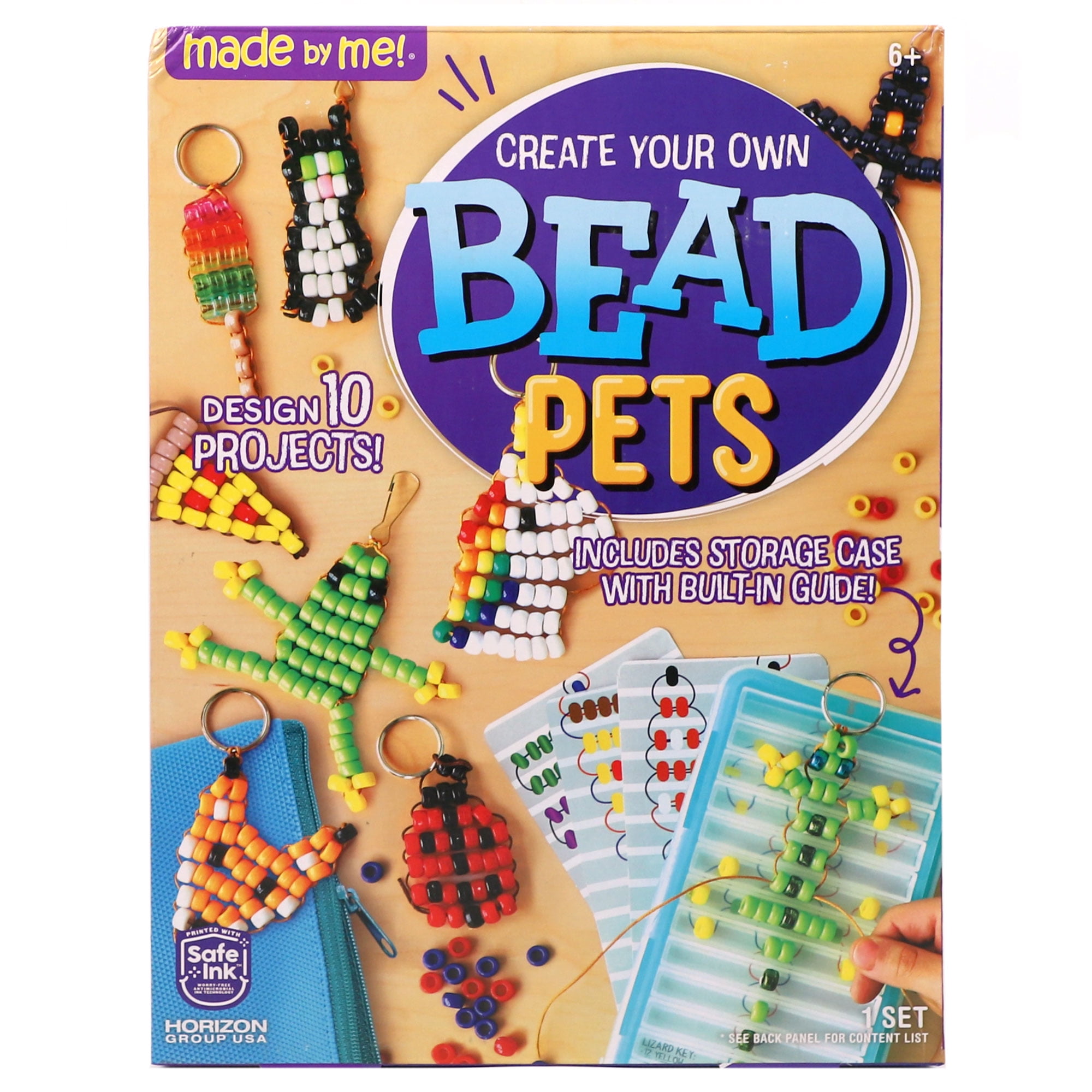 1Box DIY Make 10PCS Christmas Theme Bead Pets Kit 8mm Pony Beads Assortment  Box Set with Key Ring & Lanyard Clips Instruction 