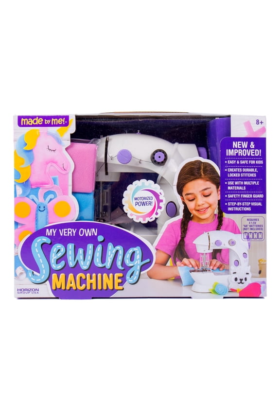 Toy Sewing Machine for Kids, Beginner DIY Craft Kit with Fabric and Accessories, Ages 8+, Holiday Gift for Creative Play