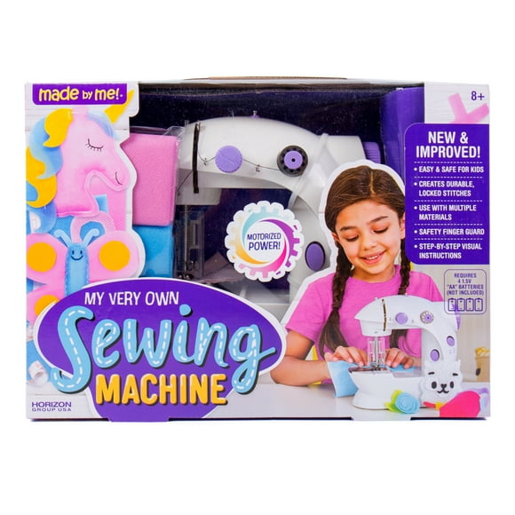 Made by Me Toy Sewing Machine for Kids, Beginner DIY Craft Kit with Fabric and Accessories, Ages 8+, Holiday Gift for Creative Play