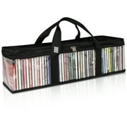 Made Easy Kit CD Media Storage Bag Case - Clear See Though PVC Organizer With Triple-Stitched Handles and Dividers - Stackable, Space-Saving, Fits 50 CDs Black