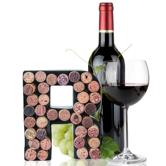 Made Easy Kit Metal Letter Wine Cork Savers Monogram w/ Free Wall Mount Kit, A-Z (R)