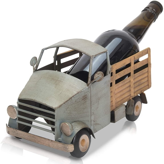 Made Easy Kit Wine Bottle Display Holder Rack - Premium Setting Home Sculpture Statute - Metal Tabletop Functional Farmhouse Décor (Old Farm Truck)