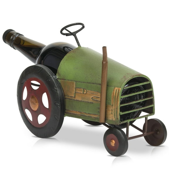 Made Easy Kit Wine Bottle Display Holder Rack - Premium Setting Home Sculpture Statute - Metal Tabletop Functional Farmhouse Décor (Tractor)