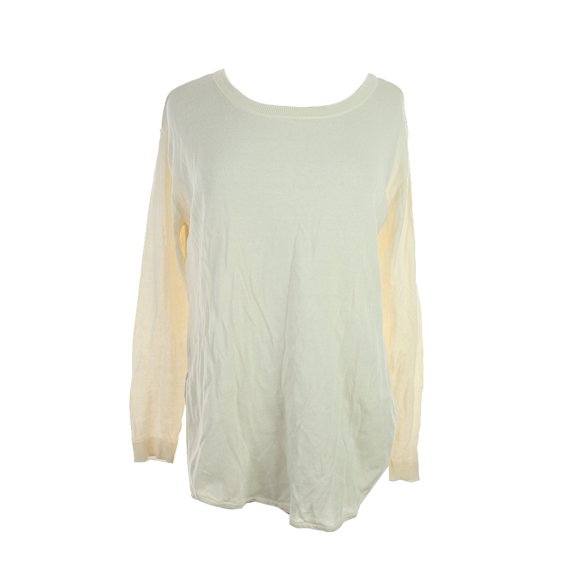 Made For Impulse Womens Fashion Week Natural Long-Sleeve Sheer-Paneled Sweater L