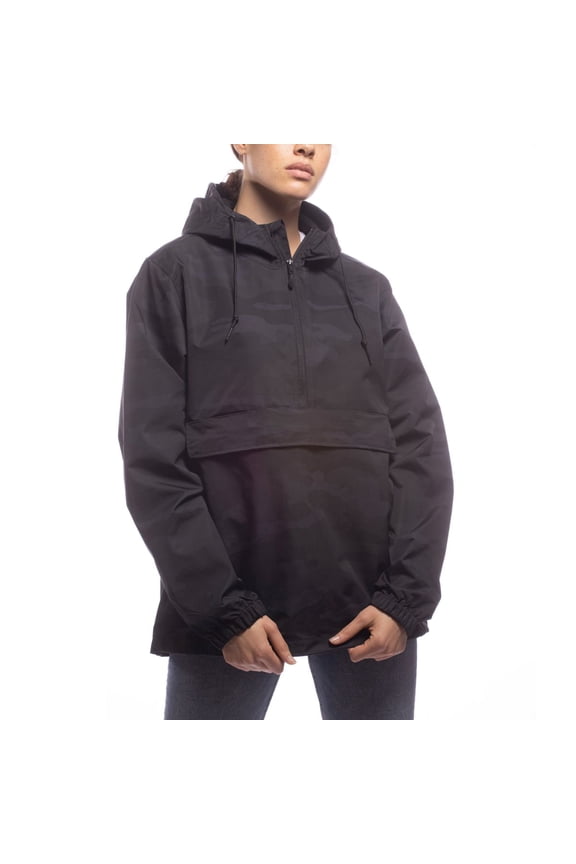 Anorak Upcycled Rain Jacket in Black Camo, XL