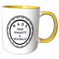 thumbnail image 1 of 3drose, Made from Spaghetti and Meatballs, Black Lettering on a White Background, 11oz Two-tone Yellow Mug, 1 of 6