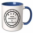 thumbnail image 1 of 3drose, Made from Spaghetti and Meatballs, Black Lettering on a White Background, 15oz Two-tone Blue Mug, 1 of 6