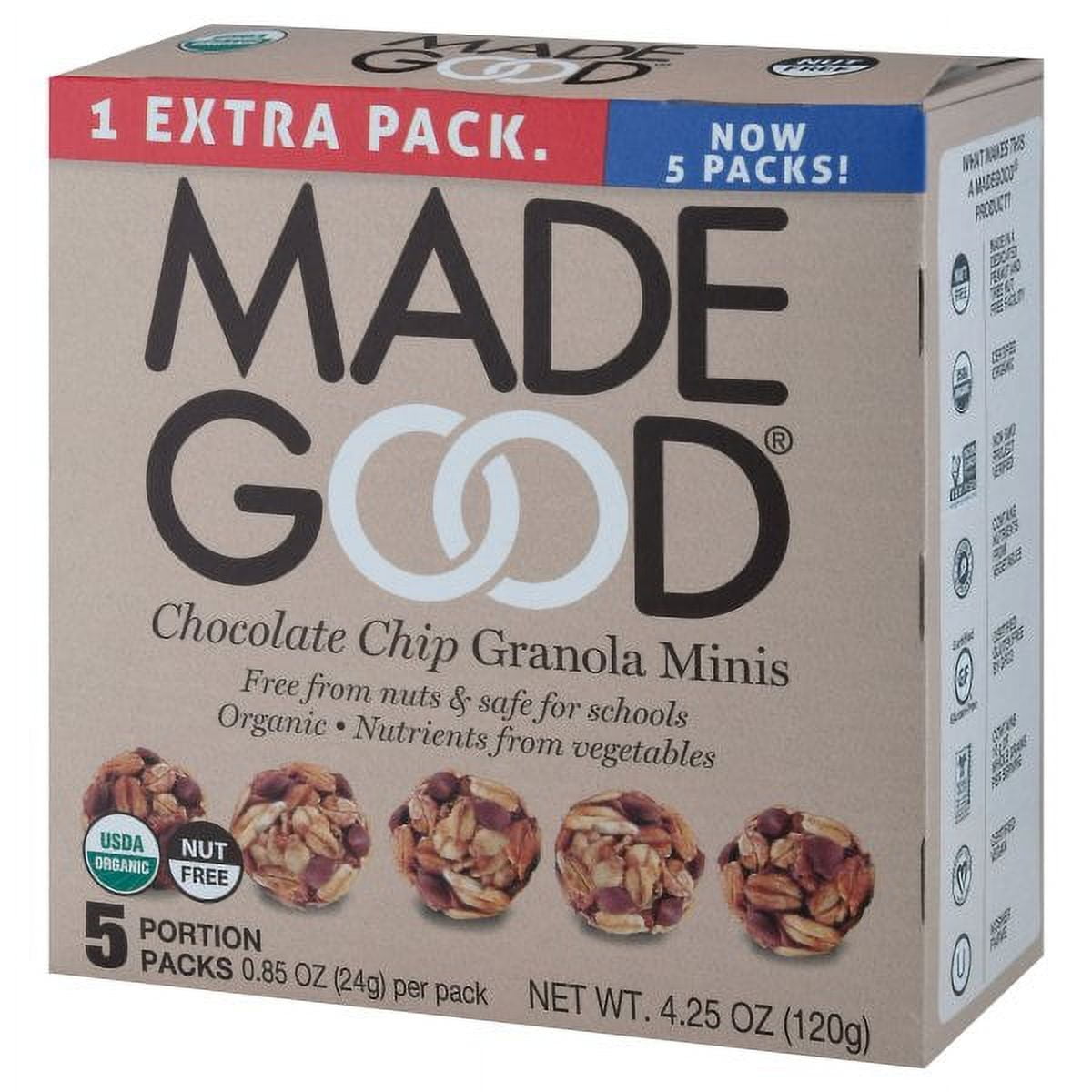 Made Good Chocolate Chip Granola Minis, 0.85 oz, 5 count Pack Of 6