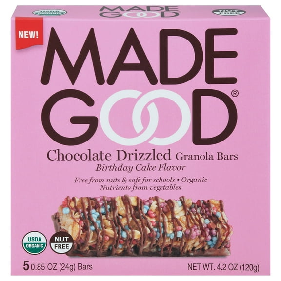 Made Good - Granola Bar Chocolate Drizzled Birthday Cake - Case of 6 - 5 / .85 OZ