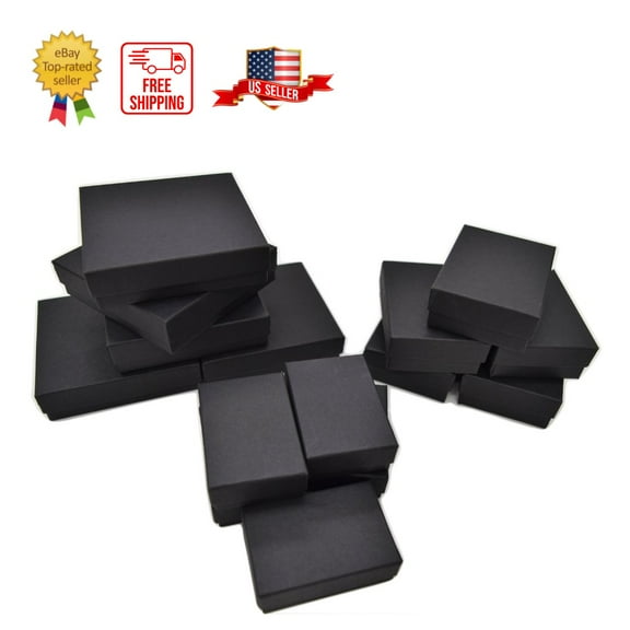 Made IN USA Jewelry Black Gift Box Removable Cotton Pad #4, #6, #18 - 15pcs