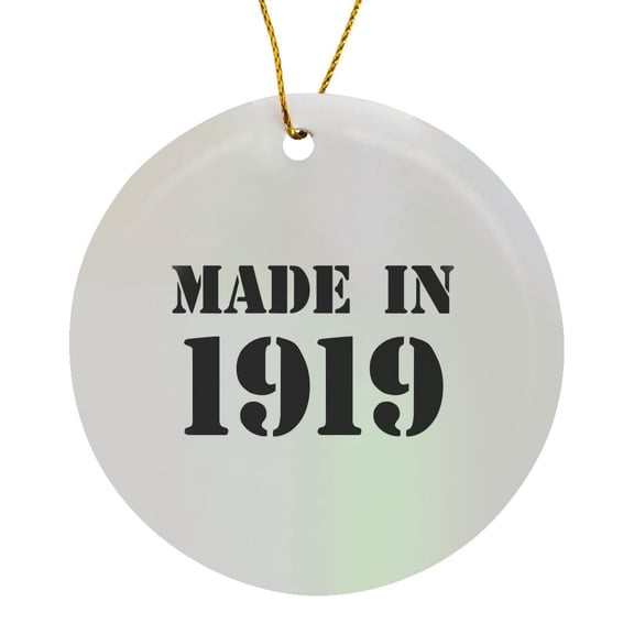 Made In 1919 - Funny Birthday Birth Year Text - Fun Black Bday Stamp With Year You Were Born - Humor, Circle Porcelain Ornament