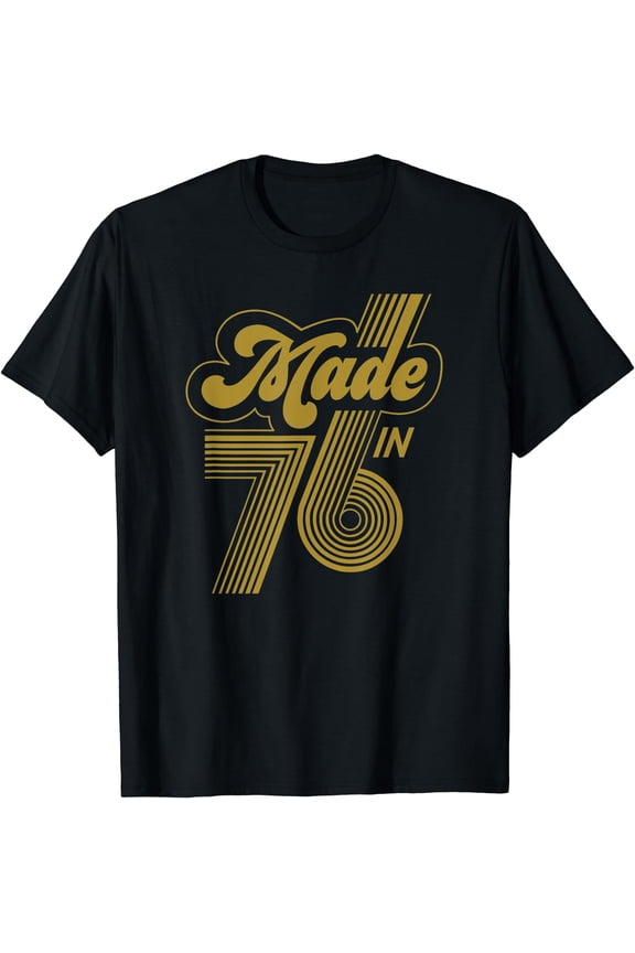 Made In 1976 Fun Retro 70s Birthday T-Shirt Black Large