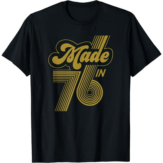 Made In 1976 Fun Retro 70s Birthday T-Shirt Black Small