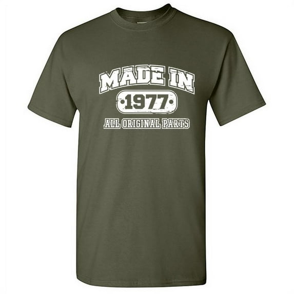 Made In 1977 All Orignal Parts Mens Tshirts Graphic Funny Tee 45th Birthday Apparel Novelty Gift For Sarcasm Lovers Holiday Humor Sarcastic T Shirt