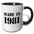 thumbnail image 1 of 3drose, Made in 1981 - Funny Birthday Birth Year Text - Fun Black Bday Stamp with Year You Were Born - Humor, 11oz Two-tone Black Mug, 1 of 6