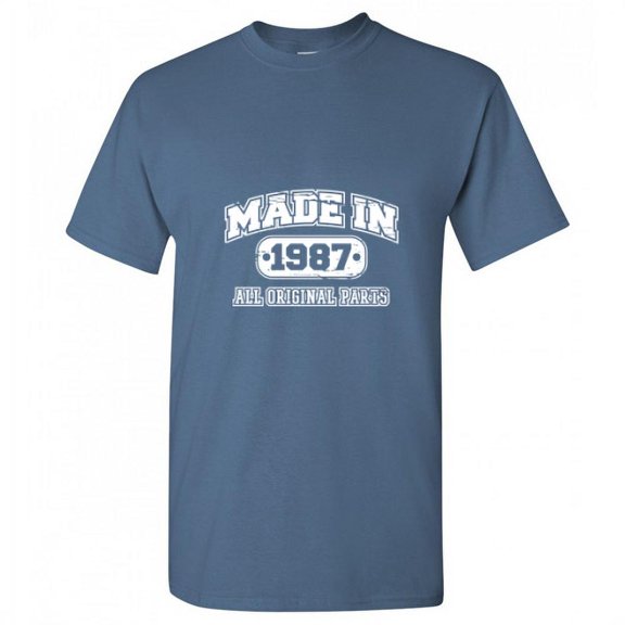 Made In 1987 All Orignal Parts Mens Tshirts Graphic Funny Tee 35th Birthday Apparel Novelty Gift For Sarcasm Lovers Holiday Humor Sarcastic T Shirt