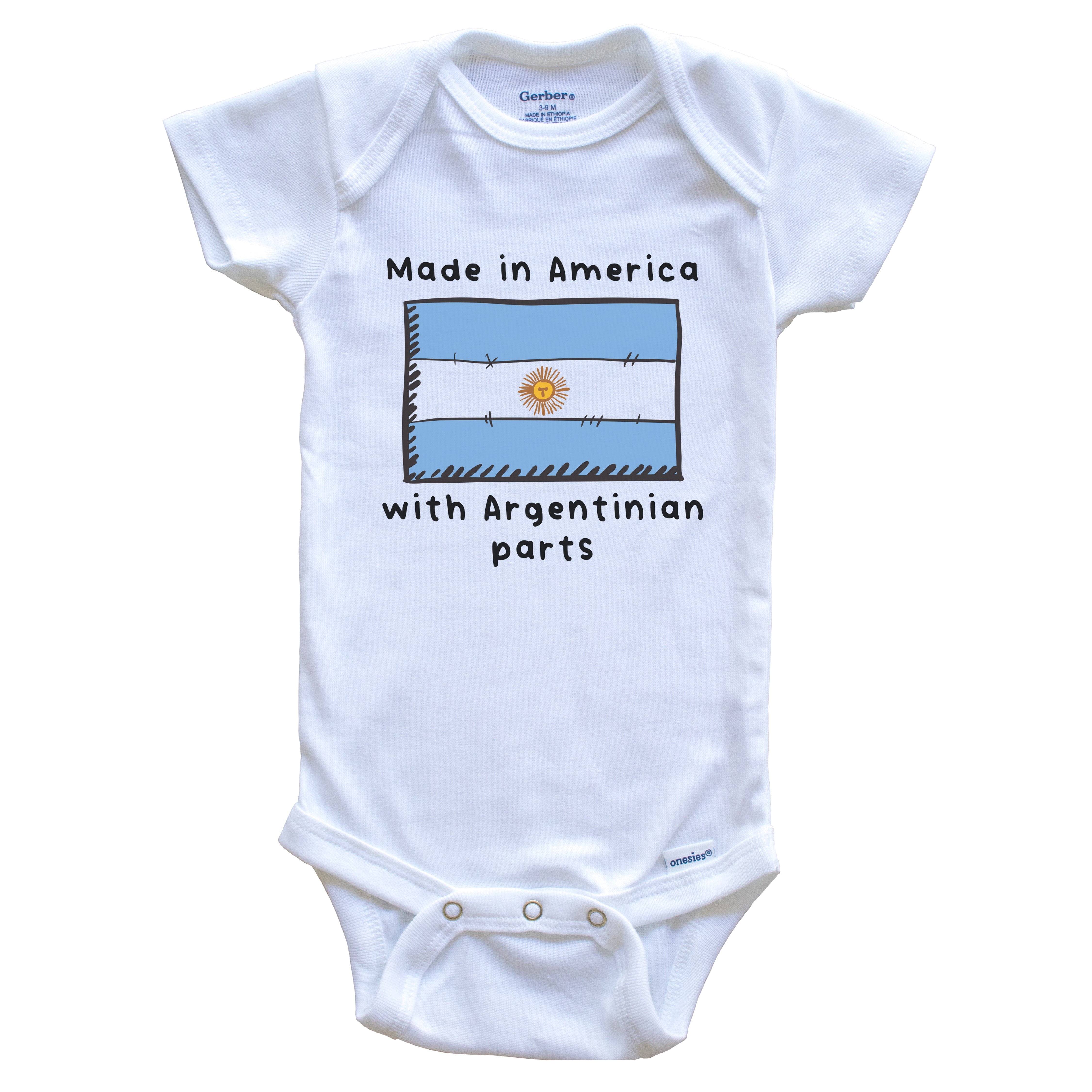 Made In America With Argentinian Parts Argentina Flag Baby Bodysuit