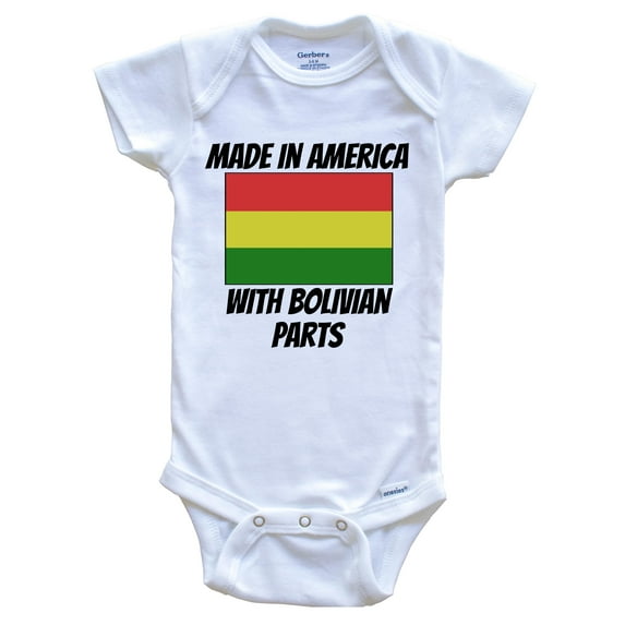 Made In America With Bolivian Parts Bolivia Flag Funny Baby Bodysuit - Cute One Piece Baby Bodysuit, 6-9 Months White