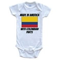 thumbnail image 1 of Made In America With Colombian Parts Colombia Flag Funny Baby Bodysuit - Cute One Piece Baby Bodysuit, 3-6 Months White, 1 of 2
