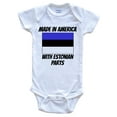 thumbnail image 1 of Made In America With Estonian Parts Estonia Flag Funny Baby Bodysuit - Cute One Piece Baby Bodysuit, 3-6 Months White, 1 of 2