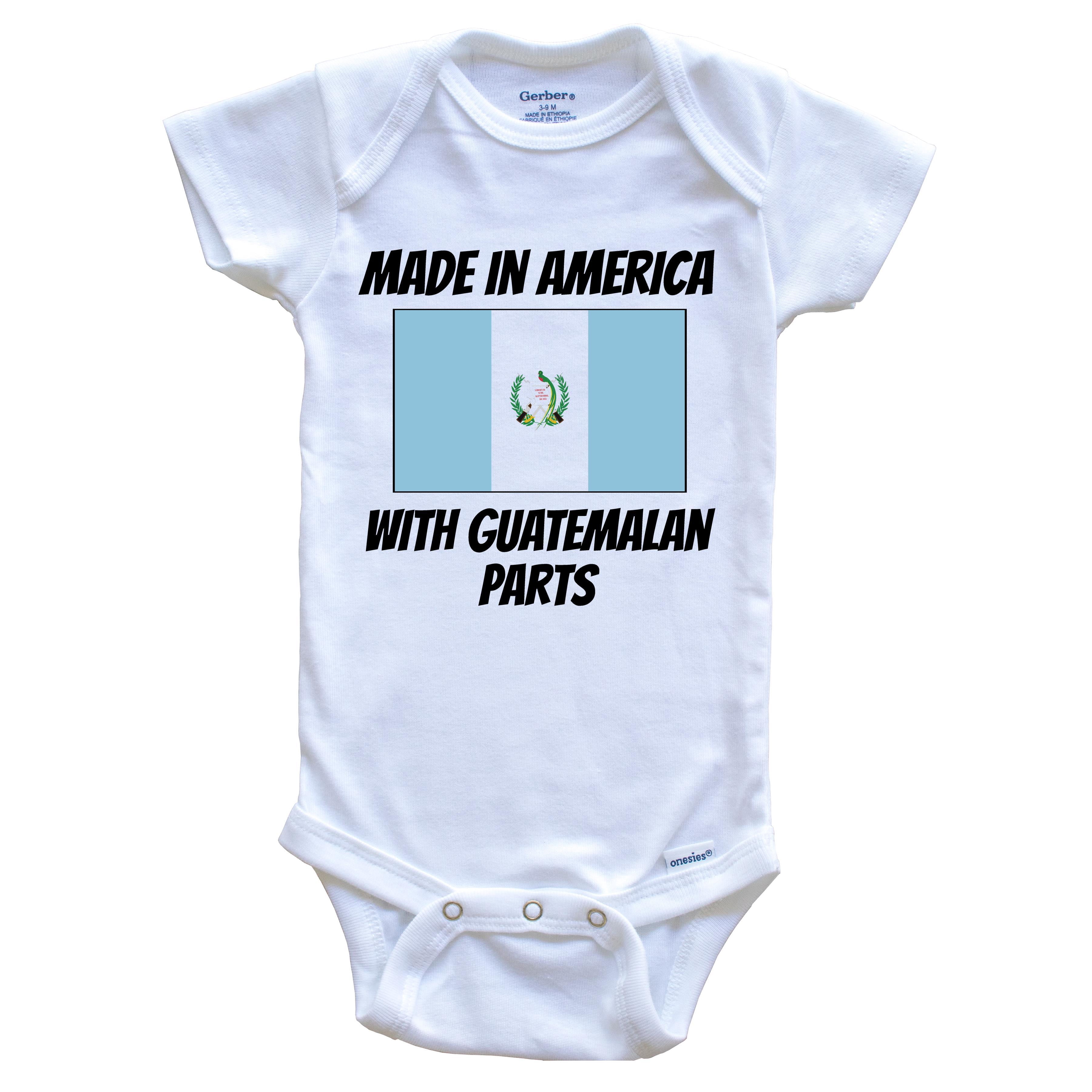 Made In America With Guatemalan Parts Guatemala Flag Funny Baby Bodysuit - Cute One Piece Baby Bodysuit, 6-9 Months White