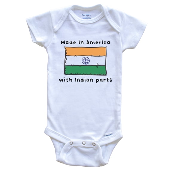 Made In America With Indian Parts India Flag Baby Bodysuit