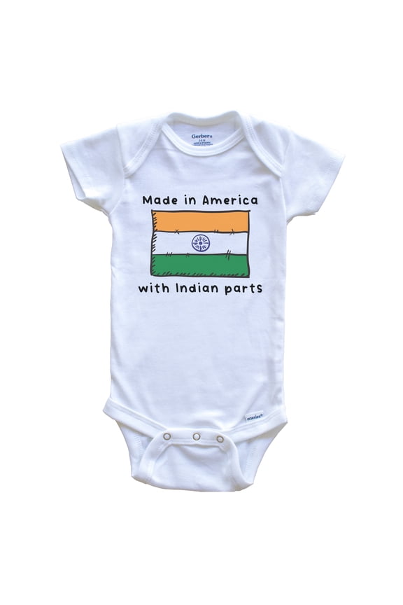 Made In America With Indian Parts India Flag Baby Bodysuit