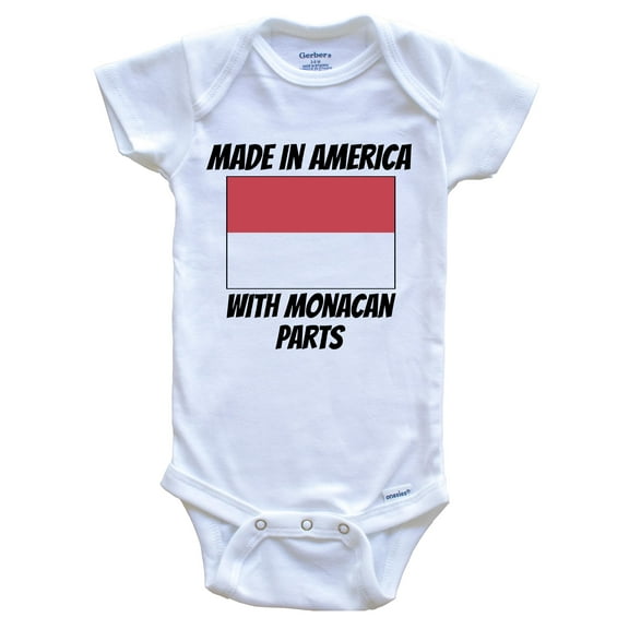 Made In America With Monacan Parts Monaco Flag Funny Baby Bodysuit - Cute One Piece Baby Bodysuit, 6-9 Months White