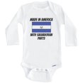 thumbnail image 1 of Made In America With Salvadoran Parts El Salvador Flag Funny One Piece Baby Bodysuit (Long Sleeve), 3-6 Months White, 1 of 1