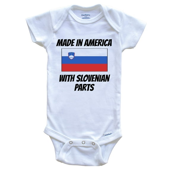 Made In America With Slovenian Parts Slovenia Flag Funny Baby Bodysuit - Cute One Piece Baby Bodysuit, 0-3 Months White