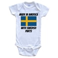 thumbnail image 1 of Made In America With Swedish Parts Sweden Flag Funny Baby Bodysuit - Cute One Piece Baby Bodysuit, 0-3 Months White, 1 of 2