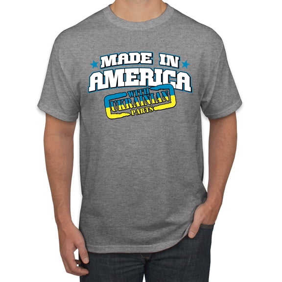 Made In America With Ukrainian Parts Men's Graphic T-Shirt, Heather Grey, 3X-Large