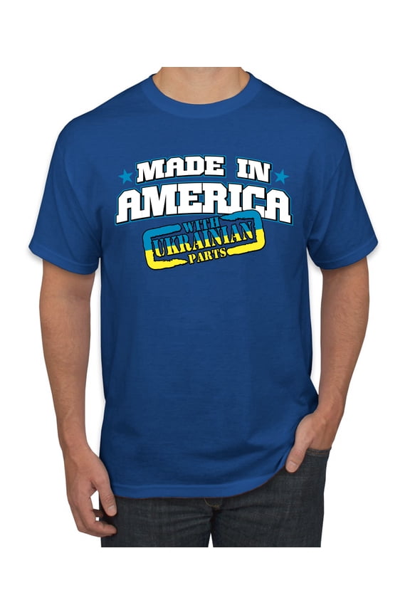 Made In America With Ukrainian Parts Men's Graphic T-Shirt, Royal, X-Large