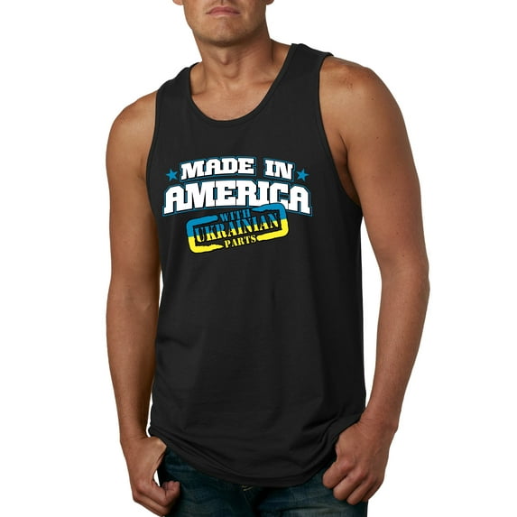 Made In America With Ukrainian Parts Mens Graphic Tank Top, Black, Small