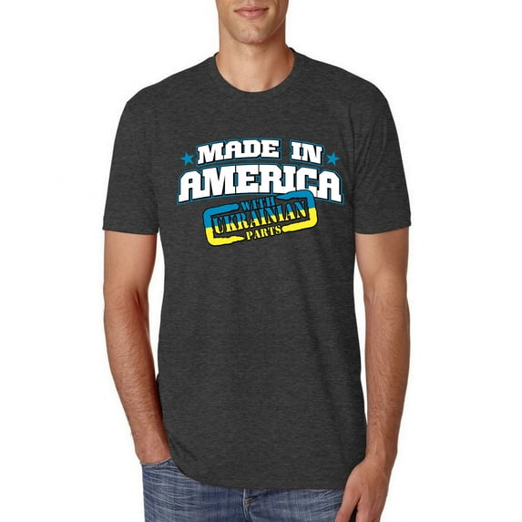 Made In America With Ukrainian Parts Mens Premium Tri Blend T-Shirt, Vintage Black, Medium
