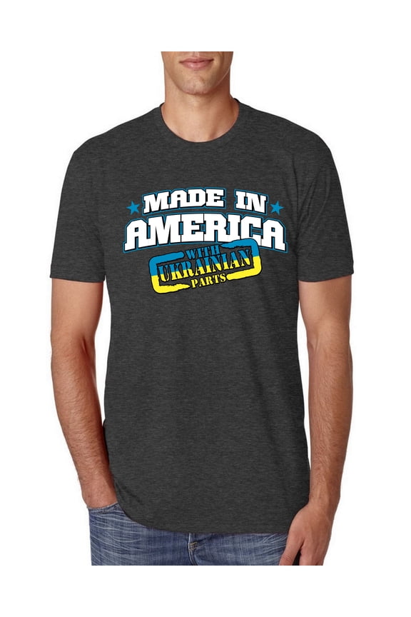 Made In America With Ukrainian Parts Mens Premium Tri Blend T-Shirt, Vintage Black, Small