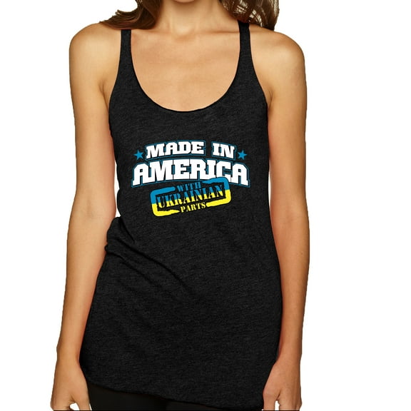 Made In America With Ukrainian Parts Tri-Blend Racerback Tank Top, Vintage Black, Small