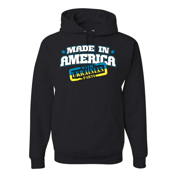 Made In America With Ukrainian Parts Unisex Graphic Hoodie Sweatshirt, Black, XX-Large