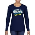 thumbnail image 1 of Made In America With Ukrainian Parts Womens Graphic Long Sleeve T-Shirt, Navy, Small, 1 of 4