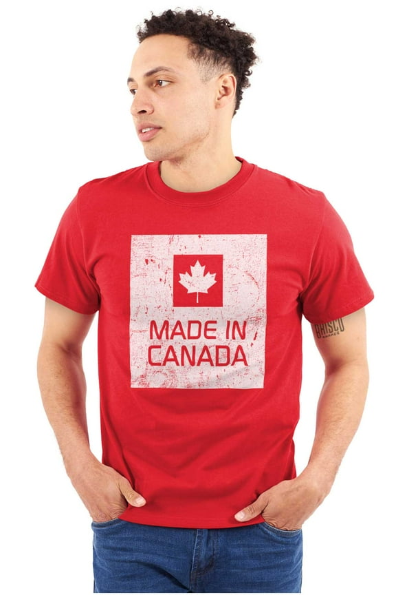 Made In Canada Patriotic Canadian Plus Size Crewneck Graphic Tee Shirt Brisco Brands 2X